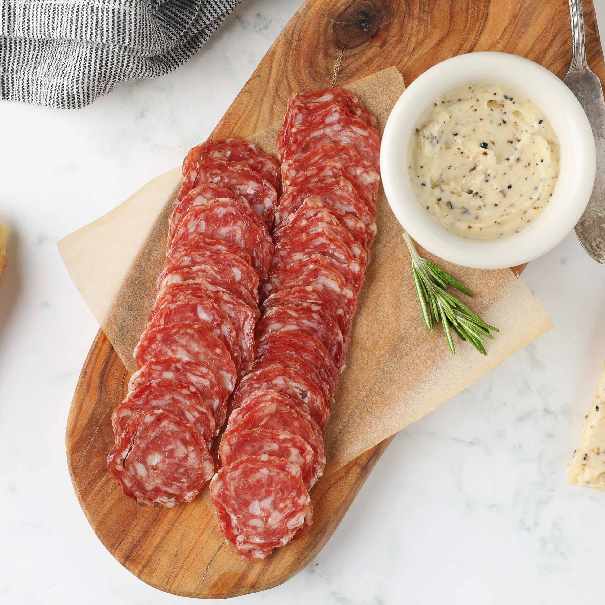 Artisanal Dry-Cured Pork Saucisson Sec, Sliced